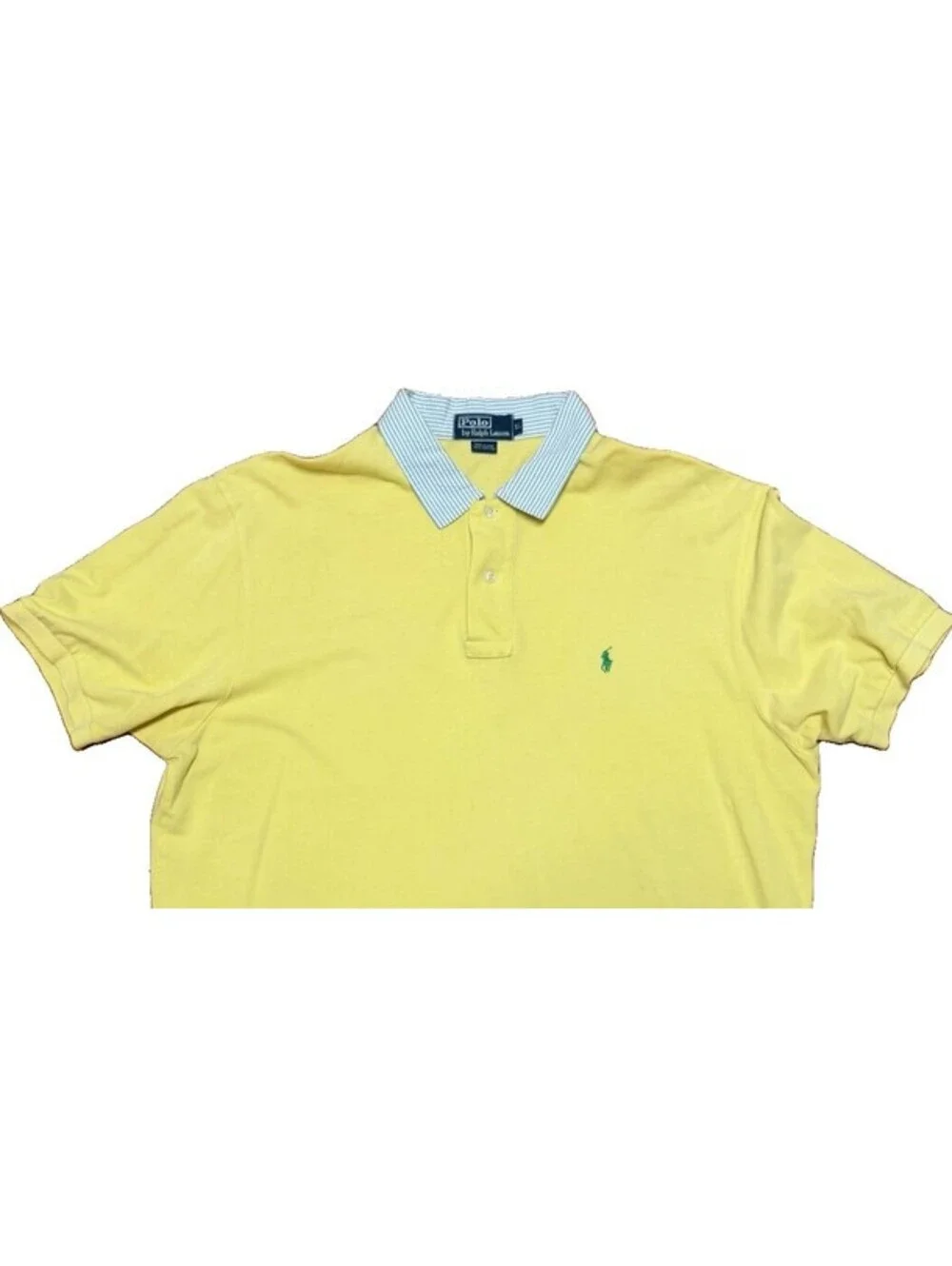 Polo Ralph Lauren Men's Yellow Solid Short Sleeve Seersucker Collar XL